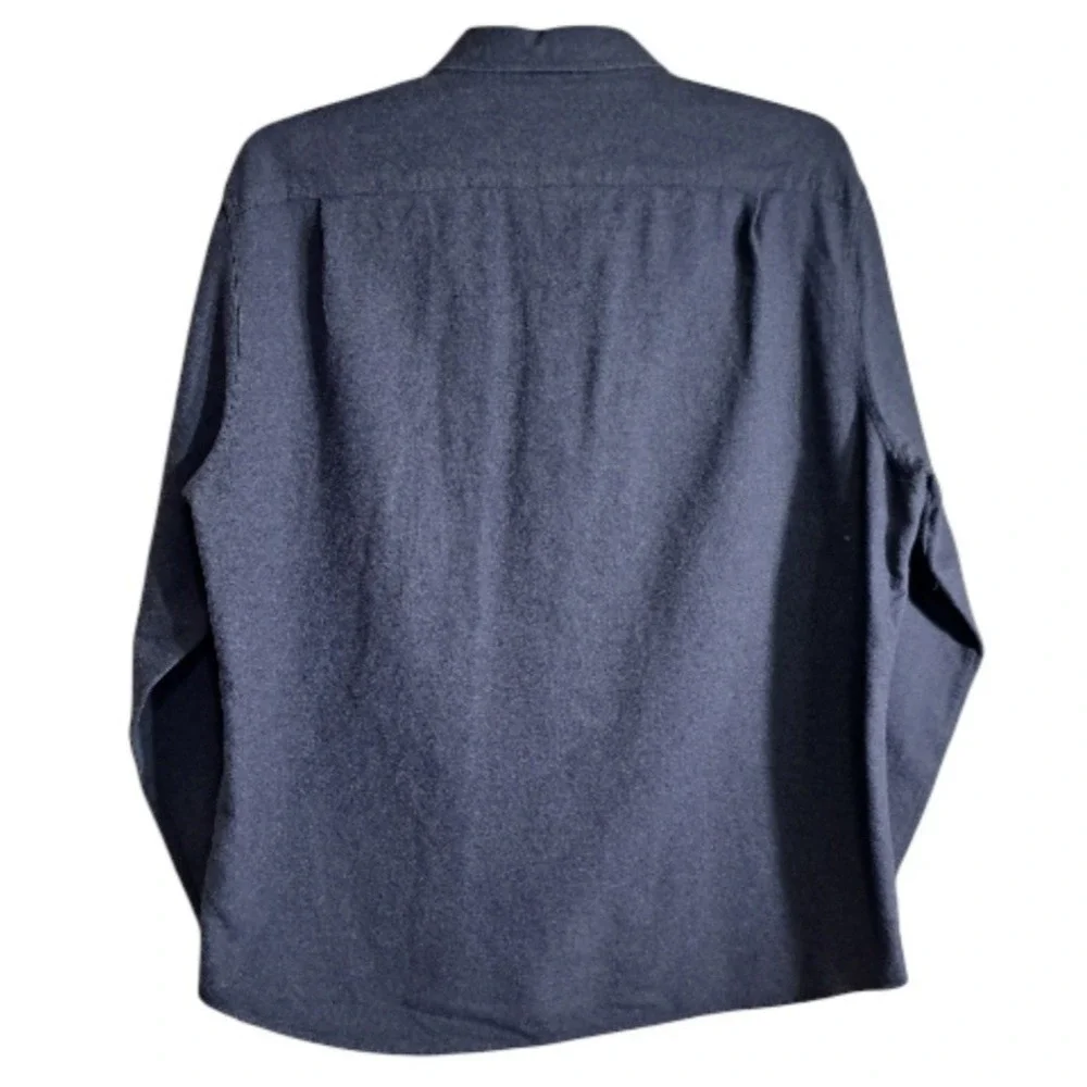 J Crew Men's Collared Button Shirt Blue XL Long Sleeve Leather Elbow Patch‎